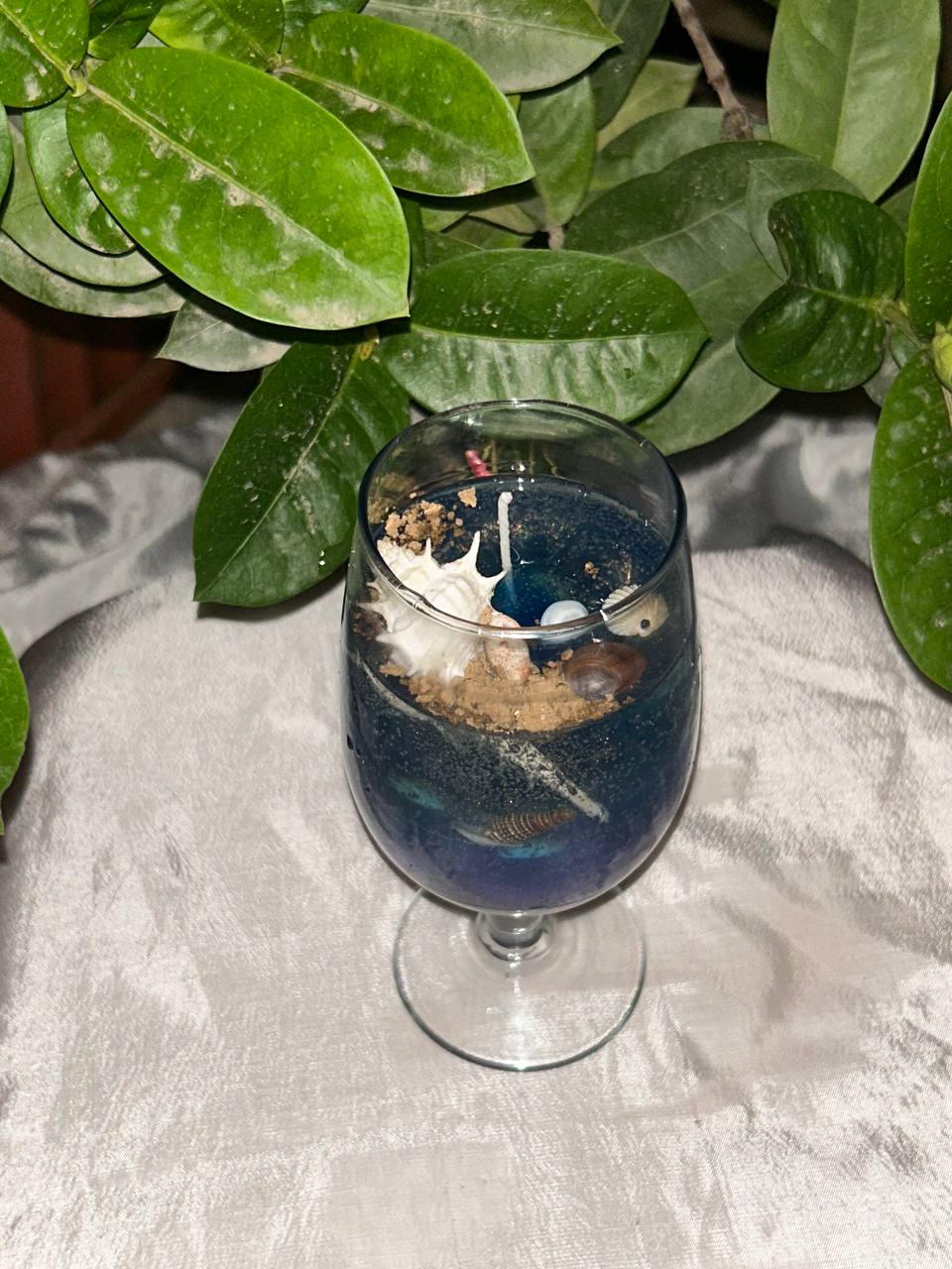 ocean effect candle in wine glass