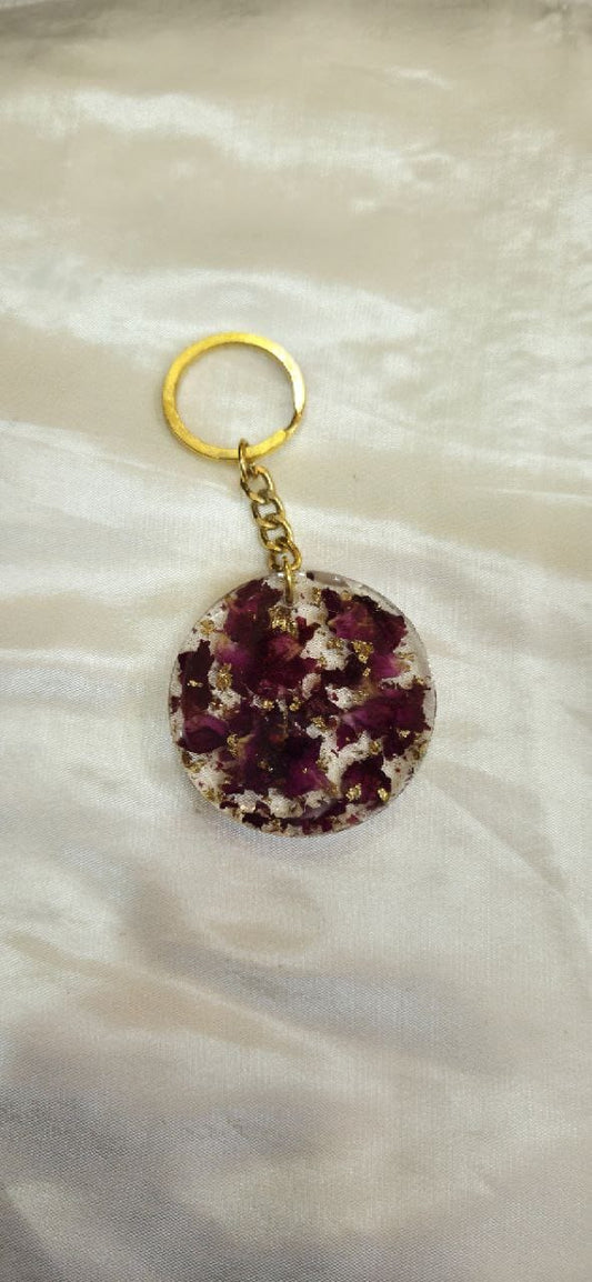 Flower preserved keychain