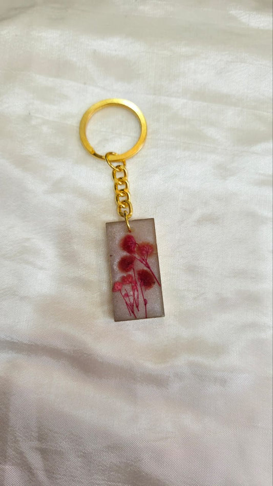 Pink wildflower keychain