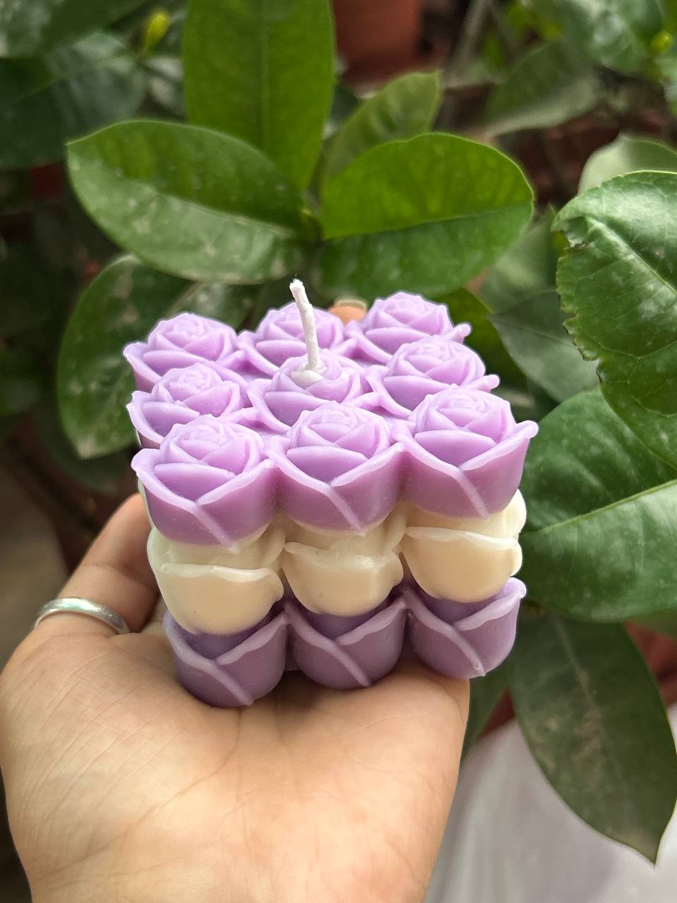 Rose cube candle