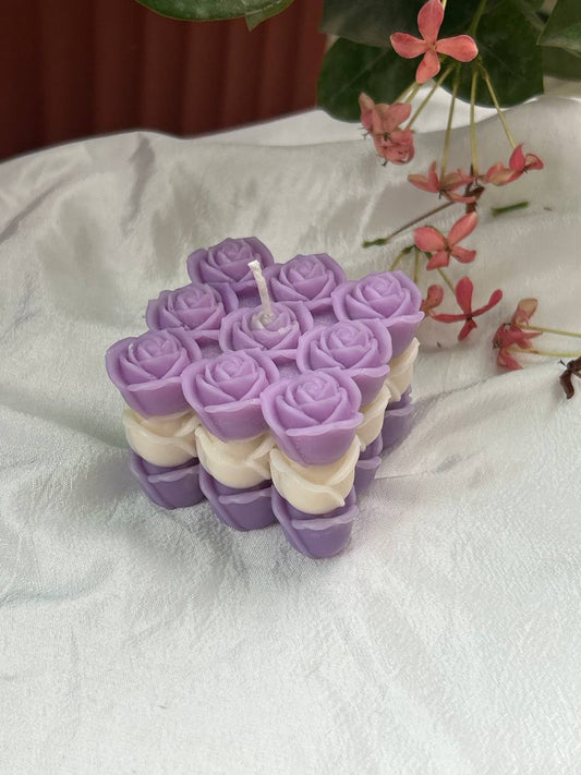 Rose cube candle