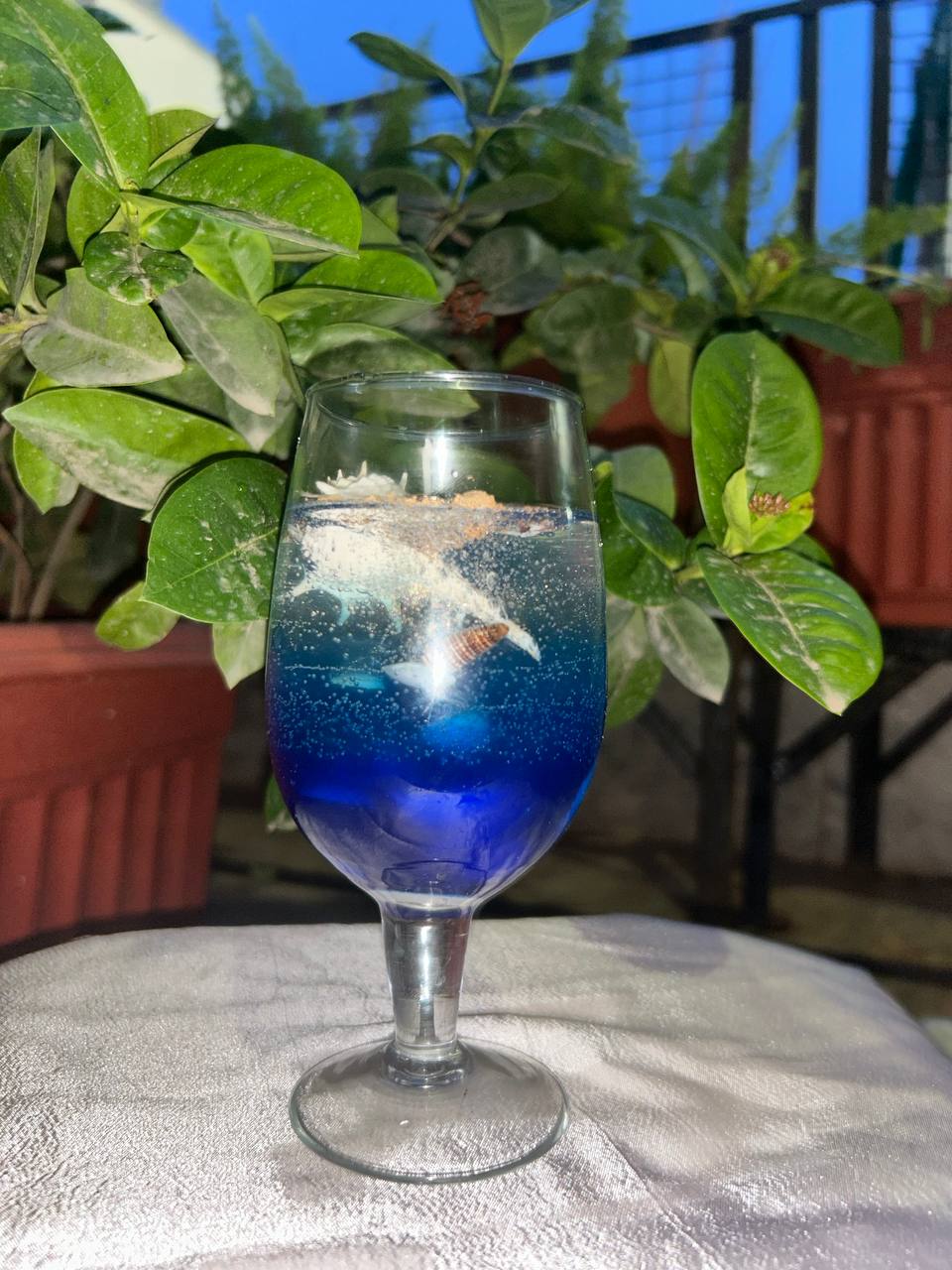 ocean effect candle in wine glass