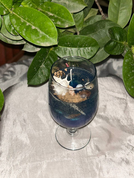 ocean effect candle in wine glass