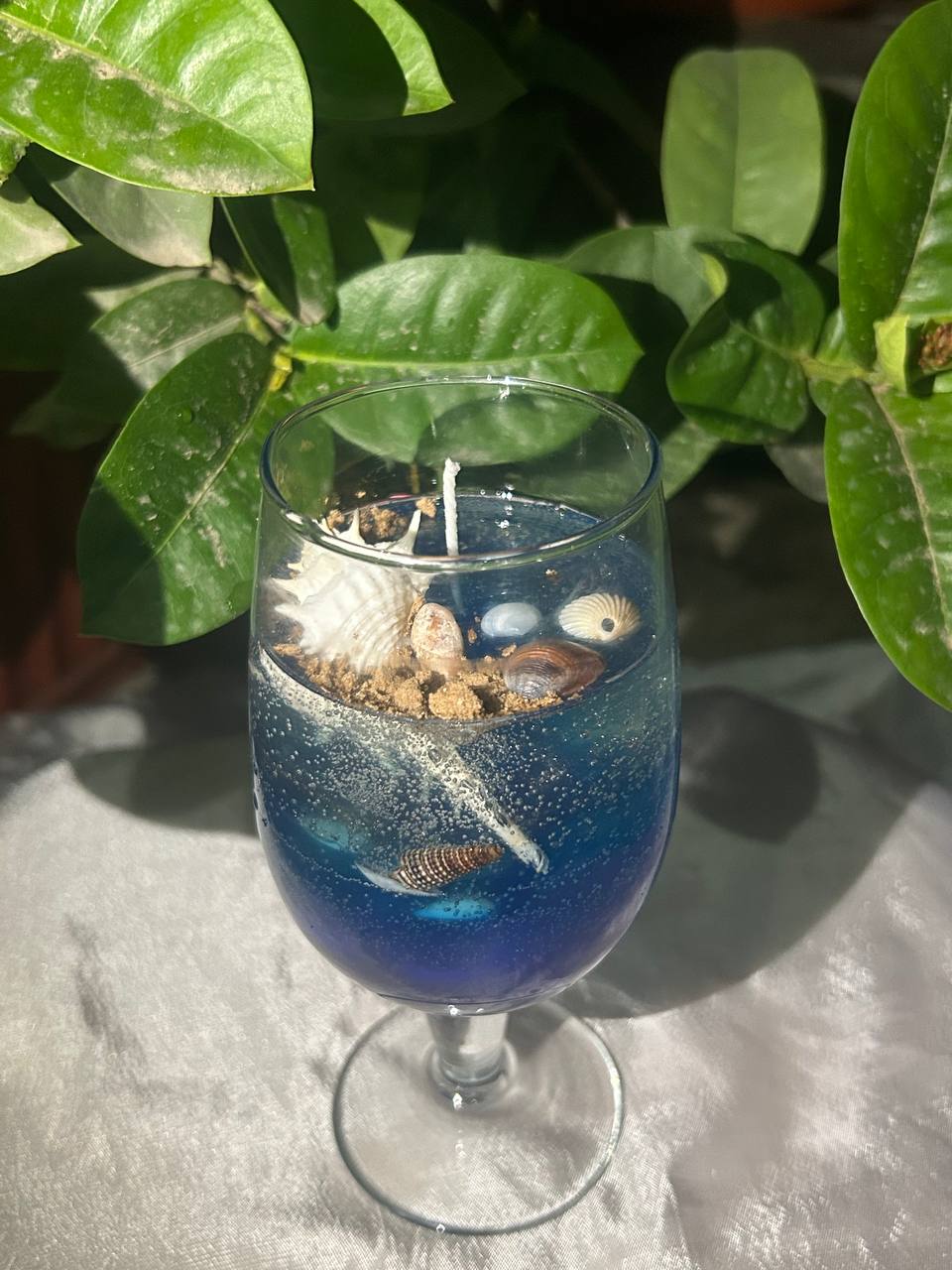 ocean effect candle in wine glass