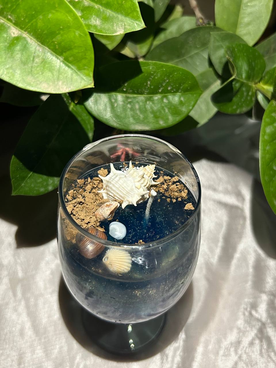 ocean effect candle in wine glass
