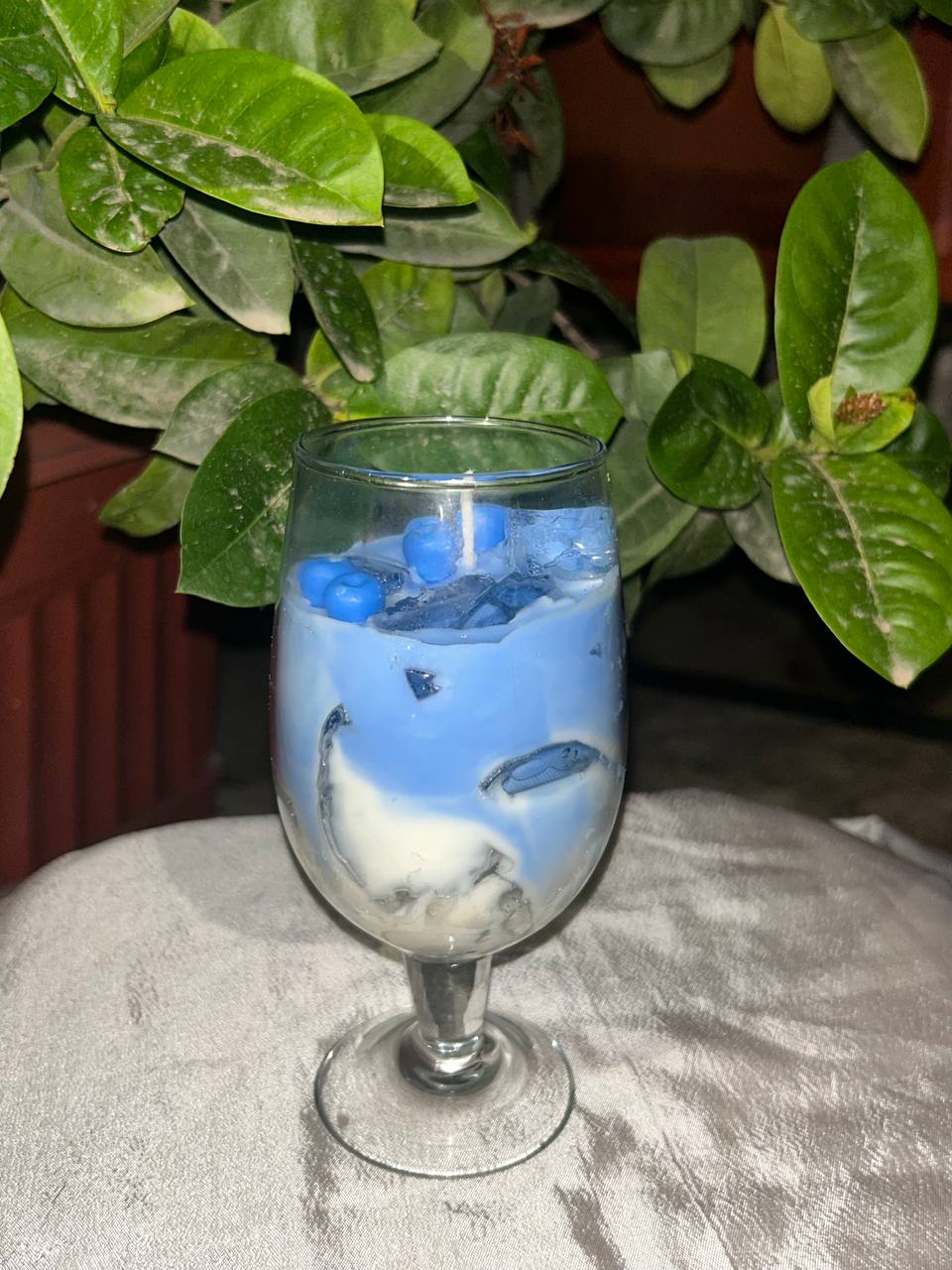 Latte in wine glass